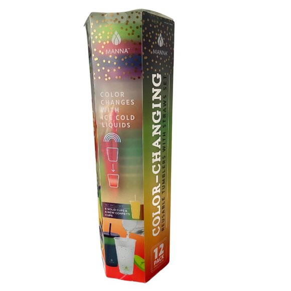 Manna Color Changing 24oz Plastic Tumblers with Lids and Straws (Set of 12) New - Picture 1 of 10